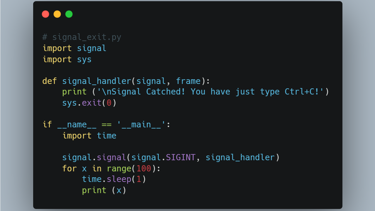 Python3程序捕获Ctrl+C终止信号