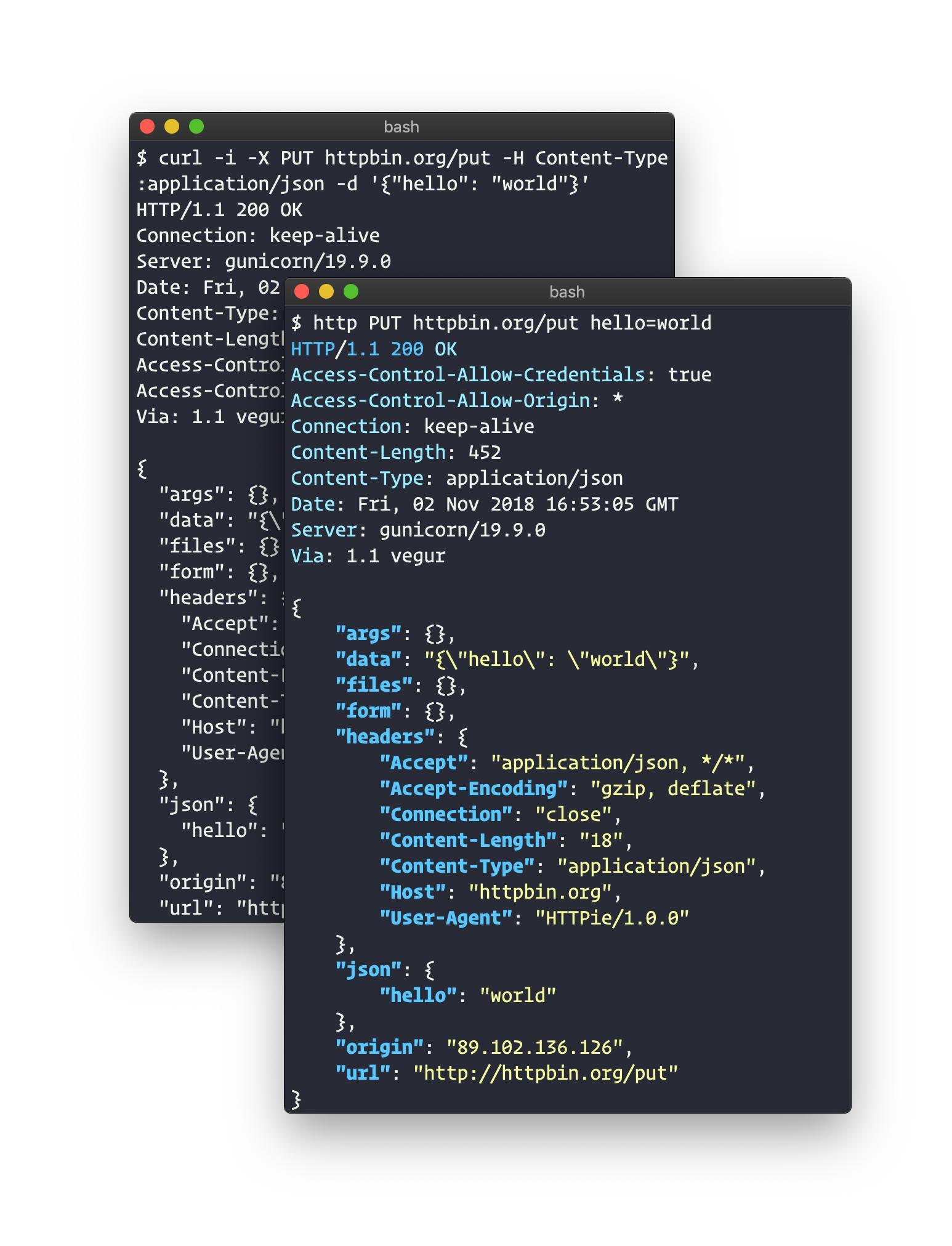 HTTPie VS cURL