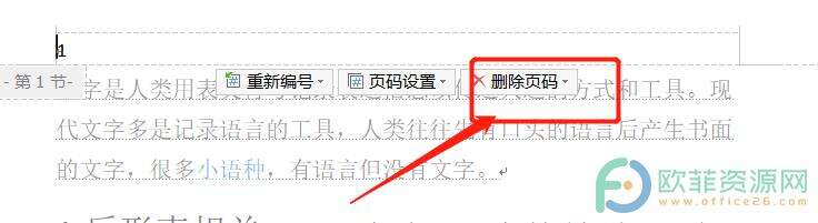 电脑版wps文档如何将页眉的页码删除