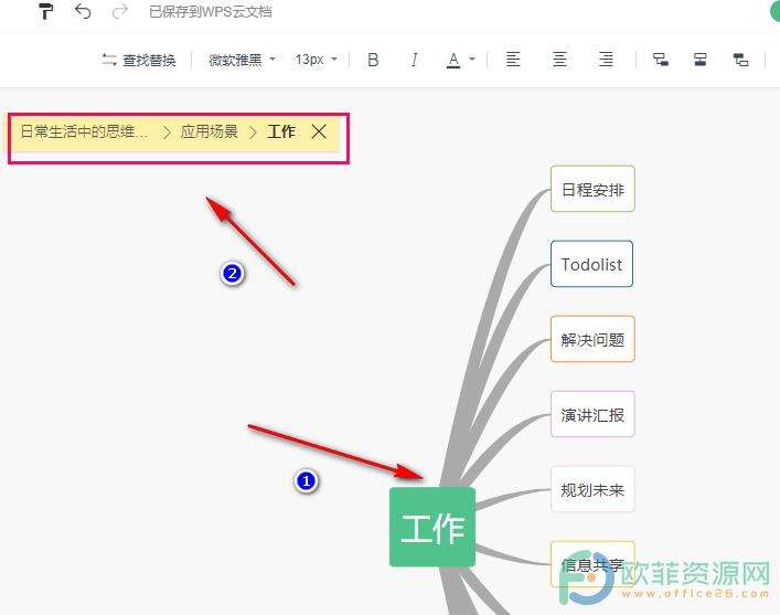 WPS PPT思维导图打开聚焦模式的方法