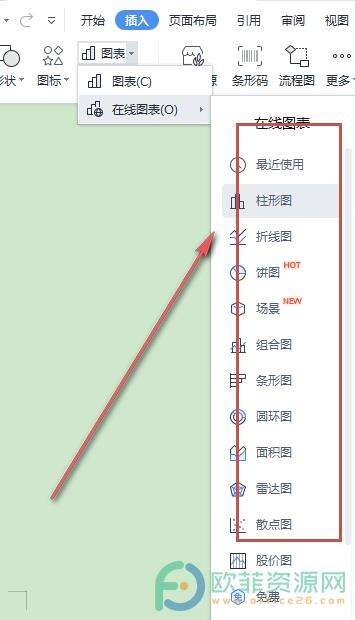 电脑WPS文档如何插入在线图表