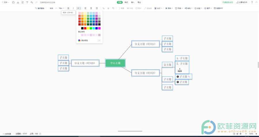 ​电脑版WPS演示文稿怎么设置思维导图的字体字号